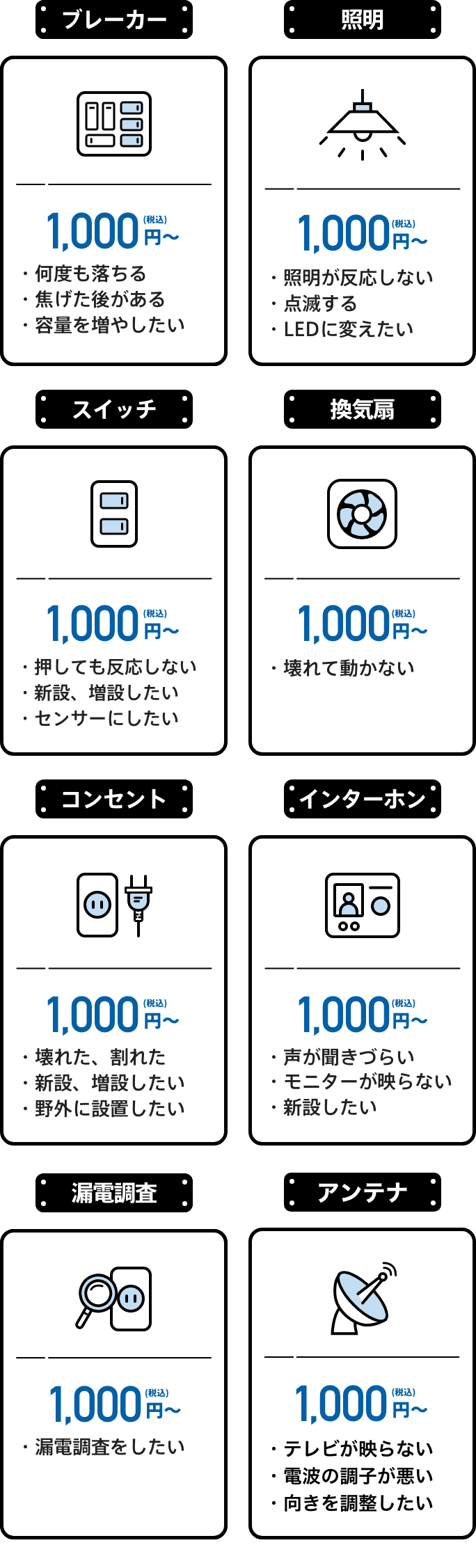 電気・配線修理 サービス案内